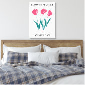 Bloemenmarkt Amsterdam Roze Tulpen Bloemstuk Canvas Afdruk (Insitu (Slaapkamer))