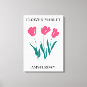 Bloemenmarkt Amsterdam Roze Tulpen Bloemstuk Canvas Afdruk (Voorkant)