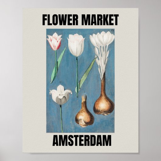 Bloemenmarkt Amsterdam Vintage Tulp Poster (Voorkant)