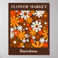 Bloemenmarkt Barcelona Retro 60s 70s Bloemen