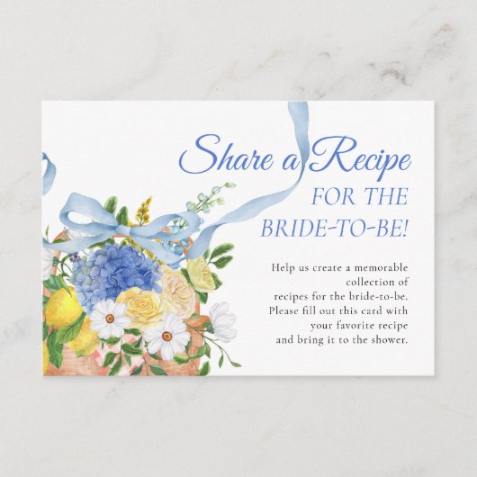 Bloemenmarkt Blauw Vrijgezellenfeest Recept Kaart (Voorkant)