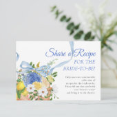 Bloemenmarkt Blauw Vrijgezellenfeest Recept Kaart (Staand voorkant)