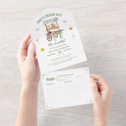 Bloemenmarkt buiten het Vrijgezellenfeest All In One Uitnodiging (Afscheurbaar)