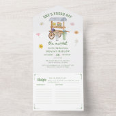 Bloemenmarkt buiten het Vrijgezellenfeest All In One Uitnodiging (Binnen)