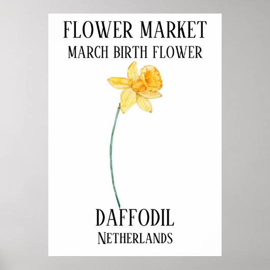 Bloemenmarkt Geboortebloem MAART Kunstdruk Poster (Voorkant)
