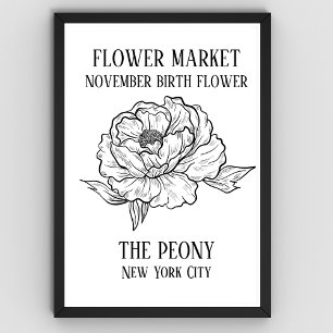 Bloemenmarkt Geboortebloem NOVEMBER Kunstdruk Poster