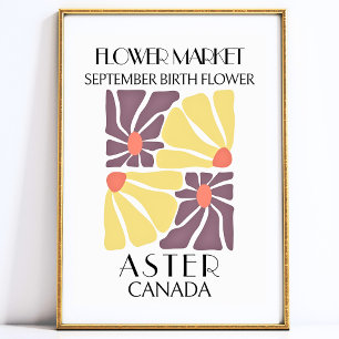 Bloemenmarkt Geboortebloem SEPTEMBER Kunstdruk Poster