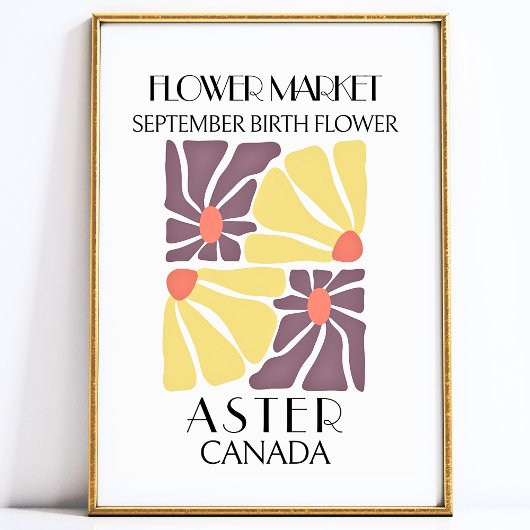 Bloemenmarkt Geboortebloem SEPTEMBER Kunstdruk Poster