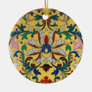 Bloemenmarkt  Geel Wildflower Botanical Keramisch Ornament