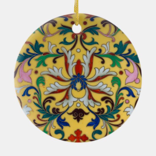 Bloemenmarkt  Geel Wildflower Botanical Keramisch Ornament (Achterkant)