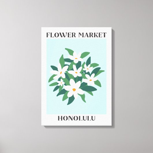 Bloemenmarkt Honolulu Witte Jasmijn Bloemen Canvas Afdruk (Voorkant)