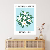Bloemenmarkt Honolulu Witte Jasmijn Bloemen Canvas Afdruk