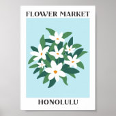 Bloemenmarkt Honolulu Witte Jasmijn Bloemen Poster (Voorkant)