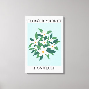 Bloemenmarkt Honolulu Witte Jasmines Bloemstuk Canvas Afdruk