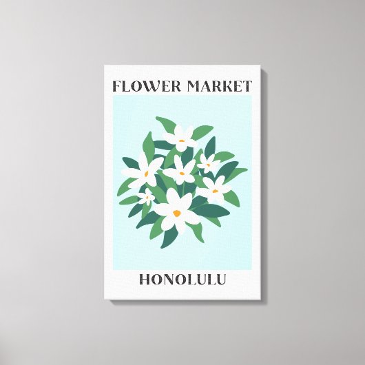 Bloemenmarkt Honolulu Witte Jasmines Bloemstuk Canvas Afdruk (Voorkant)
