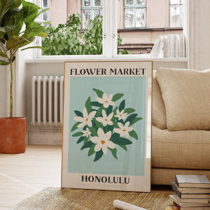 Bloemenmarkt Honolulu Witte Jasmines Bloemstuk Poster