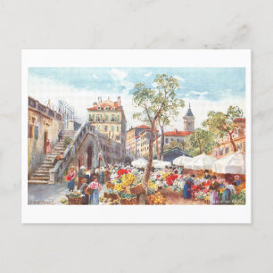Bloemenmarkt in Nice, Frankrijk,  Briefkaart