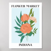 Bloemenmarkt Indiana Perzik Pioen Bloemen Poster (Voorkant)