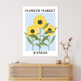 Bloemenmarkt Kansas Geel Zonnebloem Bloemen Canvas Afdruk