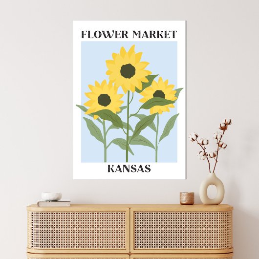 Bloemenmarkt Kansas Geel Zonnebloem Bloemen Canvas Afdruk