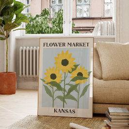Bloemenmarkt Kansas Geel Zonnebloem Bloemen Poster