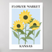 Bloemenmarkt Kansas Geel Zonnebloem Bloemen Poster (Voorkant)