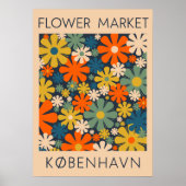 Bloemenmarkt Kopenhagen Deense Retro Bloemenkunst Poster (Voorkant)