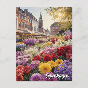 Bloemenmarkt Kopenhagen Denemarken Reizen Briefkaart