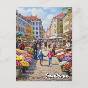 Bloemenmarkt Kopenhagen Denemarken Reizen Briefkaart