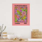 Bloemenmarkt Londen 1967 Kleurrijke Retro Floral Poster (Keuken)