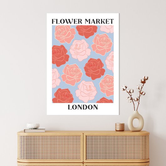 Bloemenmarkt Londen Blush Roze Rode Rozen Bloemstu Canvas Afdruk