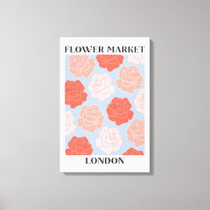 Bloemenmarkt Londen Blush Roze Rode Rozen Bloemstu Canvas Afdruk