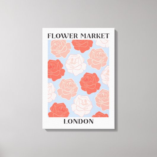 Bloemenmarkt Londen Blush Roze Rozen Bloemen Canvas Afdruk (Voorkant)