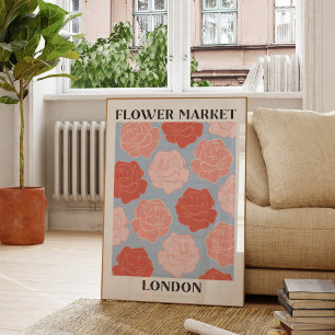 Bloemenmarkt Londen Blush Roze Rozen Bloemen Poster