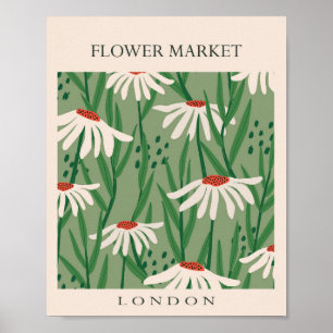 Bloemenmarkt Londen Retro Abstract Flowers Poster