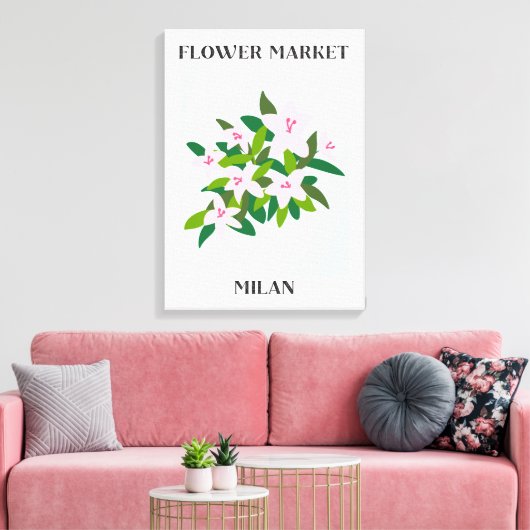 Bloemenmarkt Milaan Roze Lelie Bloemen Bloemen Canvas Afdruk (Insitu (Woonkamer))