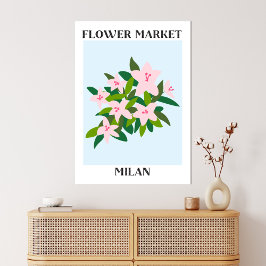 Bloemenmarkt Milaan Roze Lelie Bloemen Bloemen Canvas Afdruk