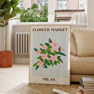 Bloemenmarkt Milaan Roze Lelie Bloemen Bloemen Poster