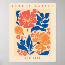 Bloemenmarkt New York Retro Bloemenprint