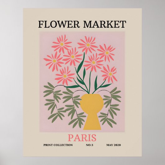 Bloemenmarkt parijs planten botanische kunst print (Voorkant)