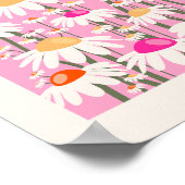 Bloemenmarkt Parijs Roze Retro Floral Poster (Hoek)