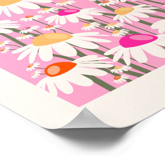 Bloemenmarkt Parijs Roze Retro Floral Poster (Hoek)