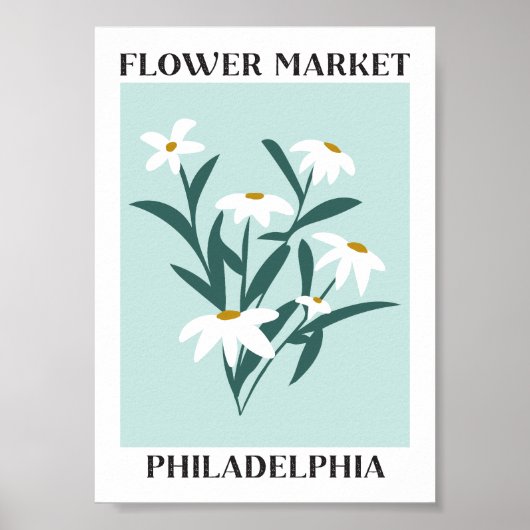 Bloemenmarkt Philadelphia White Daisy Floral Poster (Voorkant)