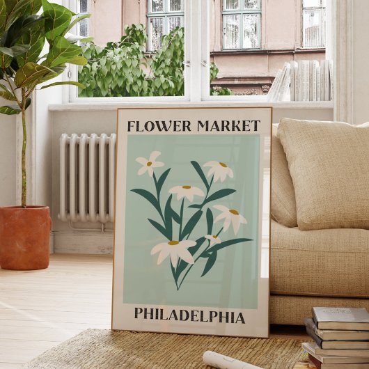 Bloemenmarkt Philadelphia Witte Madeliefjes Bloems Poster