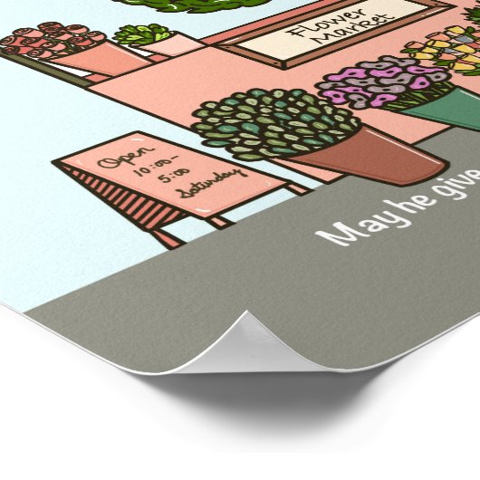Bloemenmarkt Psalm 20:4 Digitale Kunstdruk Poster (Hoek)