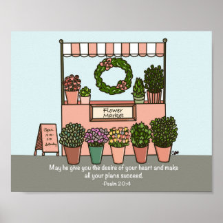 Bloemenmarkt Psalm 20:4 Digitale Kunstdruk Poster