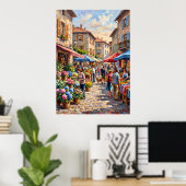 Bloemenmarkt Straat Scene Poster (Thuiskantoor)