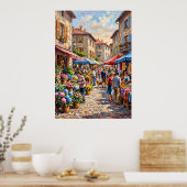 Bloemenmarkt Straat Scene Poster (Keuken)