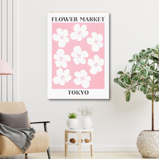 Bloemenmarkt Tokio Roze Kersenbloesem Bloemen Canvas Afdruk