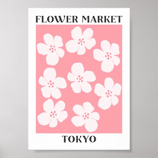 Bloemenmarkt Tokio Roze Kersenbloesem Bloemen Poster (Voorkant)